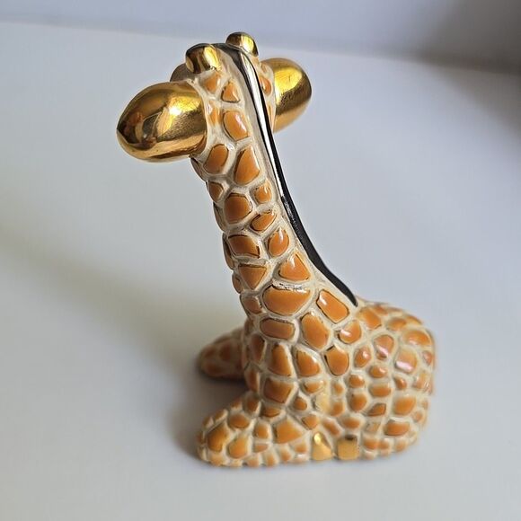 Vintage Rinconada Uruguay Pottery Clay Giraffe w Gold Trim Figurine #1711  3.5" - Picture 4 of 8